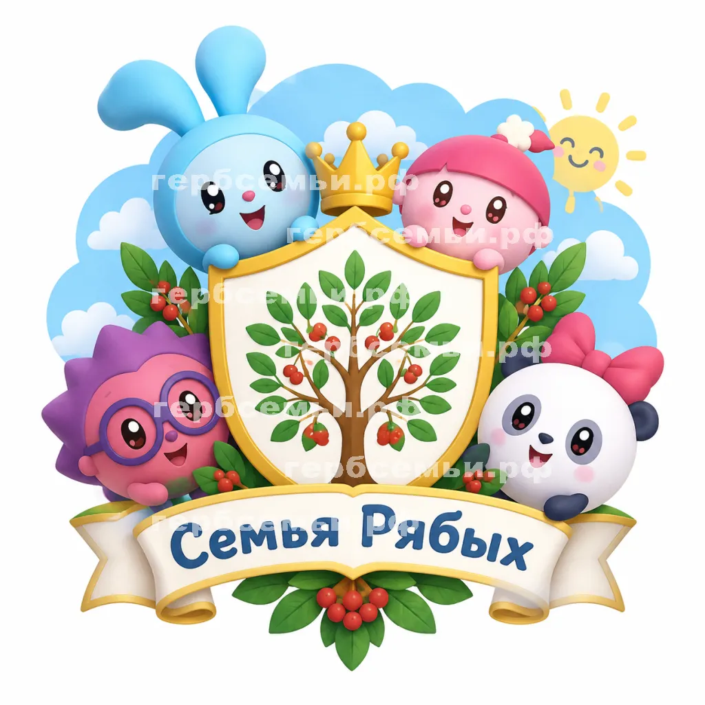 Герб семьи Создать герб на фоне мультика Малышарики #41433