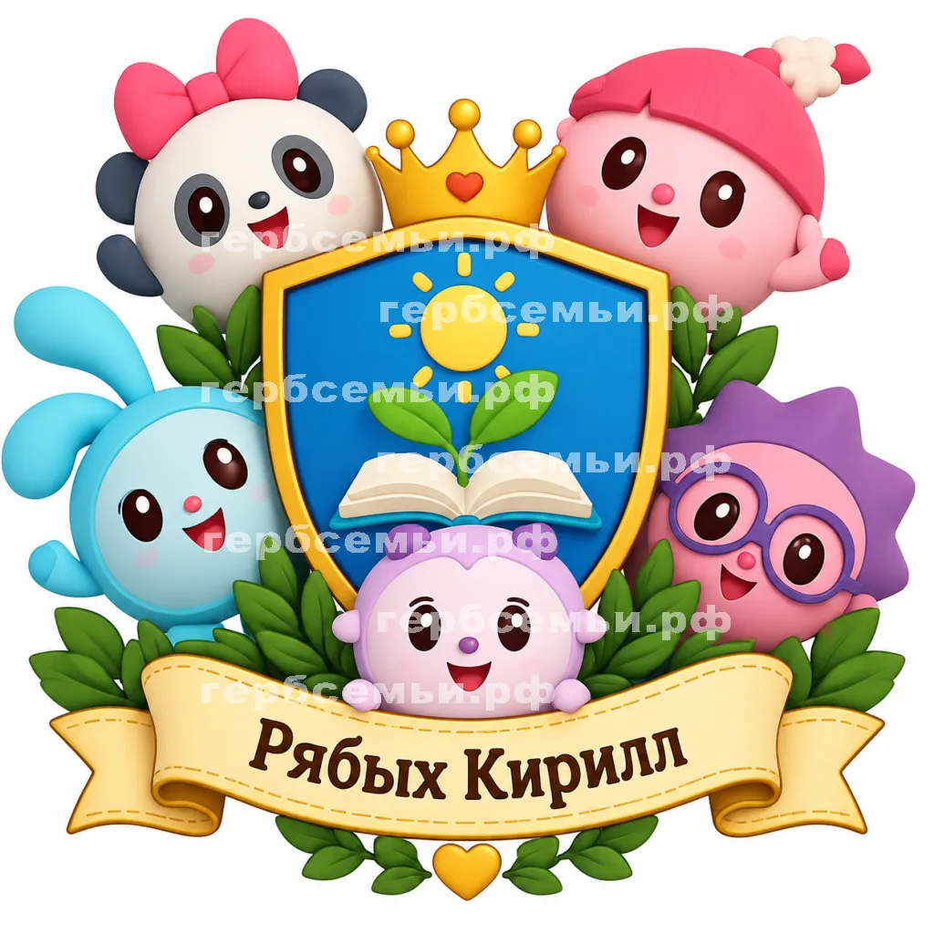 Герб семьи Создать герб на фоне мультика Малышарики #42209