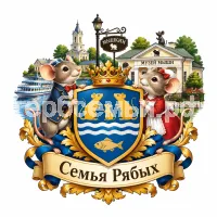 Гербы семьи Создать герб на фоне города Мышкин мышки и музея Мыши