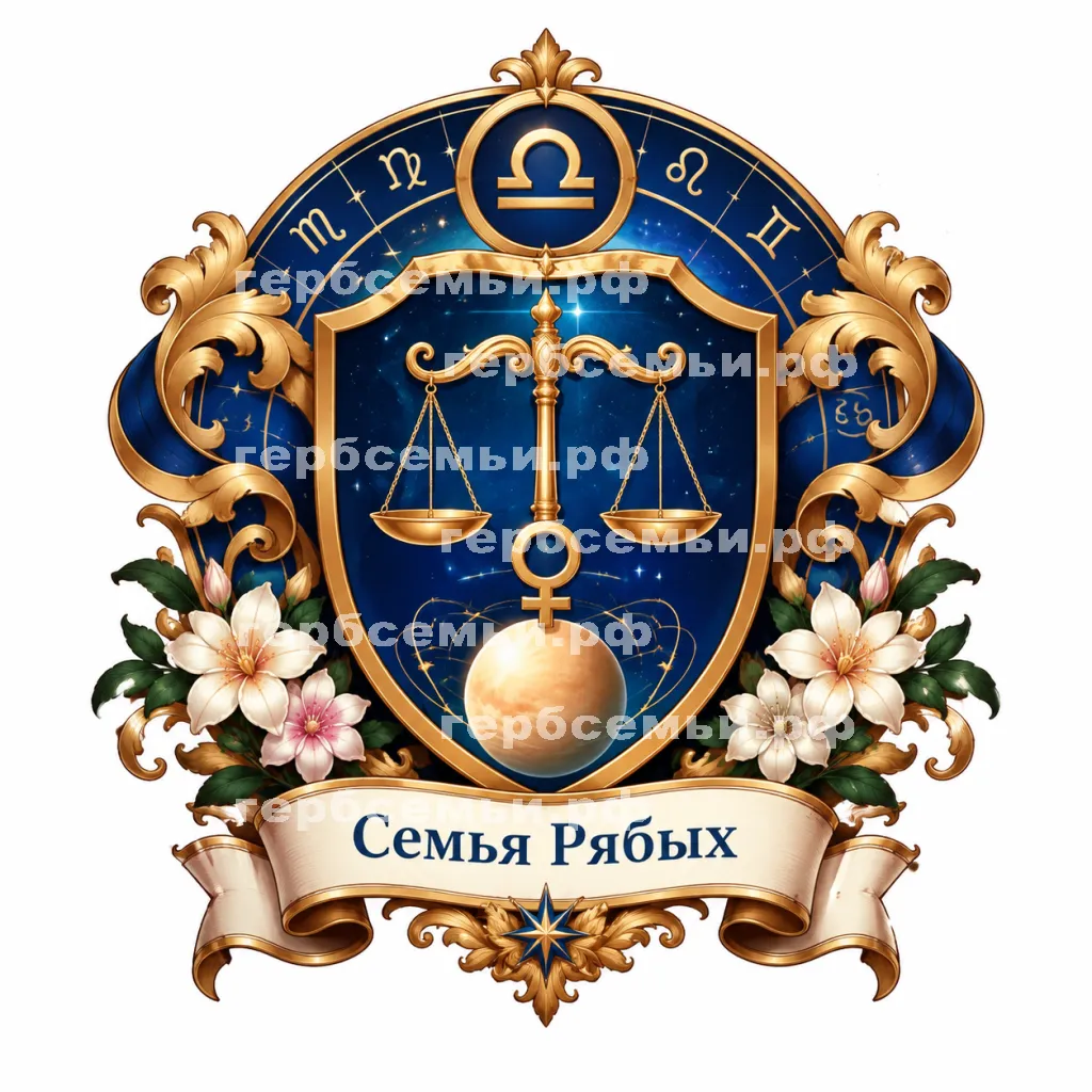 Герб семьи Создать герб на фоне знака зодиака Весы планета покровитель Венера #41450