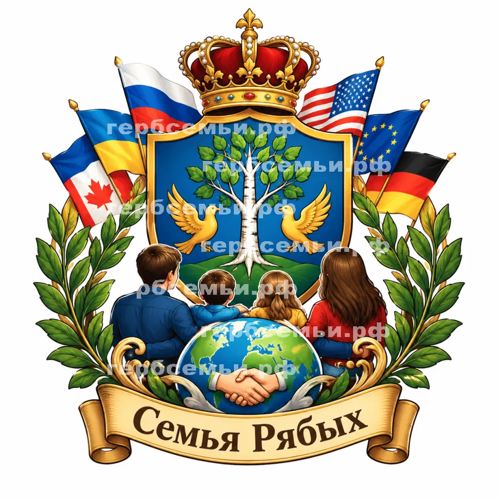 Герб семьи Создать герб на фоне дружественных стран и детей #41467