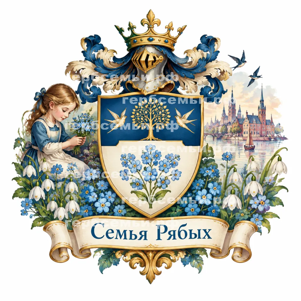 Герб семьи Создать герб семьи Рябых на фоне сказки Ганса Христиана Андерсена цветы маленькой Иды #41556