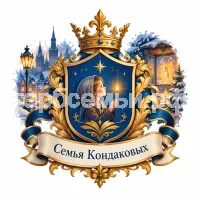 Гербы семьи Семья Кондаковых на фоне сказки Ганса Христиана Адерсена о маленькой Иде