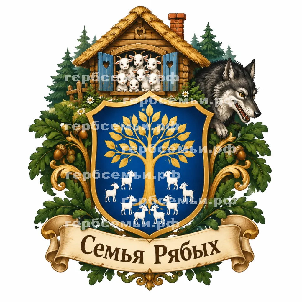Герб семьи Создать герб на фоне русской народной сказки Волк и Семеро Козлят #41560