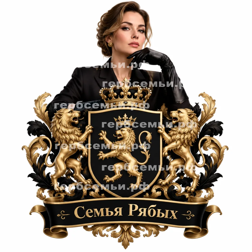Герб семьи Создать герб на фоне бизнес леди в черных перчатках #41561