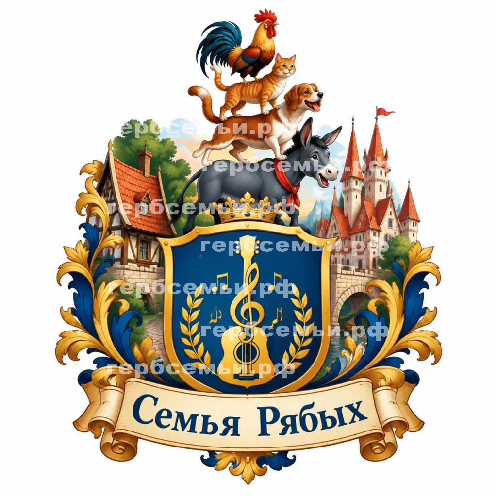 Герб семьи Создать герб на фоне сказки бременские музыканты #41565