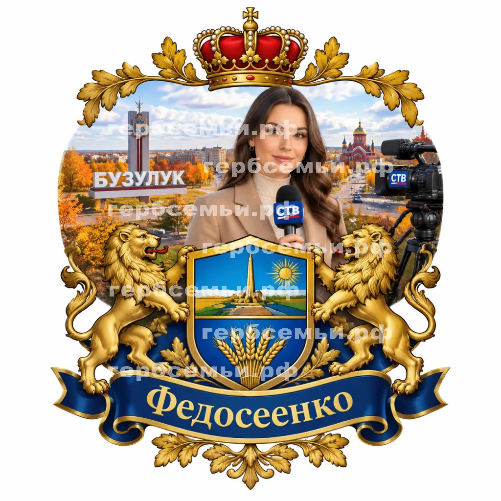 Герб семьи Создать герб на фоне девушки корреспондента СТВ ведёт репортаж с города Бузулука осенью 2026 год #41605