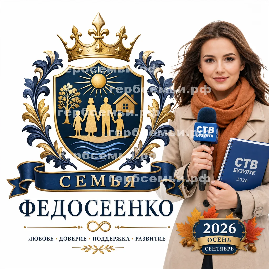 Герб семьи Создать герб на фоне девушки корреспондента СТВ Бузулук 2026 осень сентябрь #41608