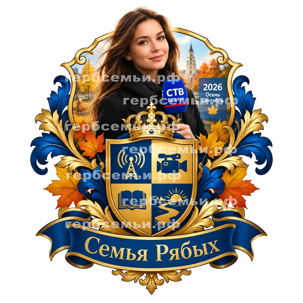 Герб семьи Создать герб на фоне девушки корреспондента СТВ Бузулук 2026 осень сентябрь #41609