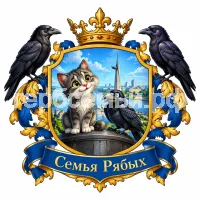 Гербы семьи Создать герб на фоне котенка Василия с улицы Лизюкова и вороны в городе Воронеже