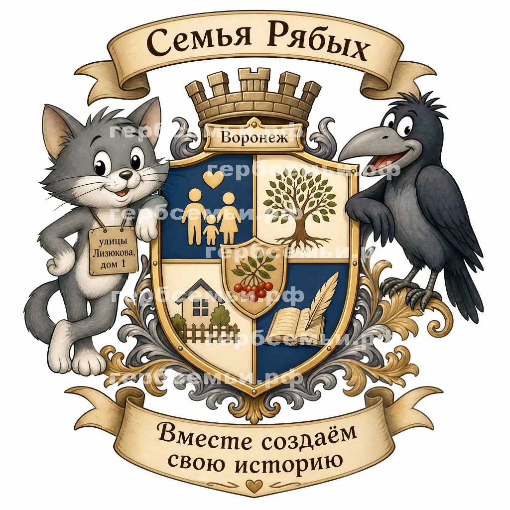 Герб семьи Создать герб на фоне котенка Василия и вороны из мультика котёнок из улицы Лизюкова города Воронежа улизыкова дом 1 #41632