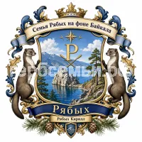 Гербы семьи Семья Рябых на фоне Байкала