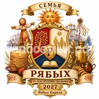 Гербы семьи Семья Рябых на фоне праздника Масленица 2027