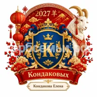 Гербы семьи Кондаковых на фоне Китайского Нового Года Козы 2027