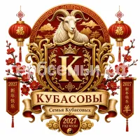 Гербы семьи Кубасовы на фоне Китайского Нового Года Козы 2027