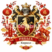 Гербы семьи Рябых  на фоне Китайского Нового Года Козы 2027
