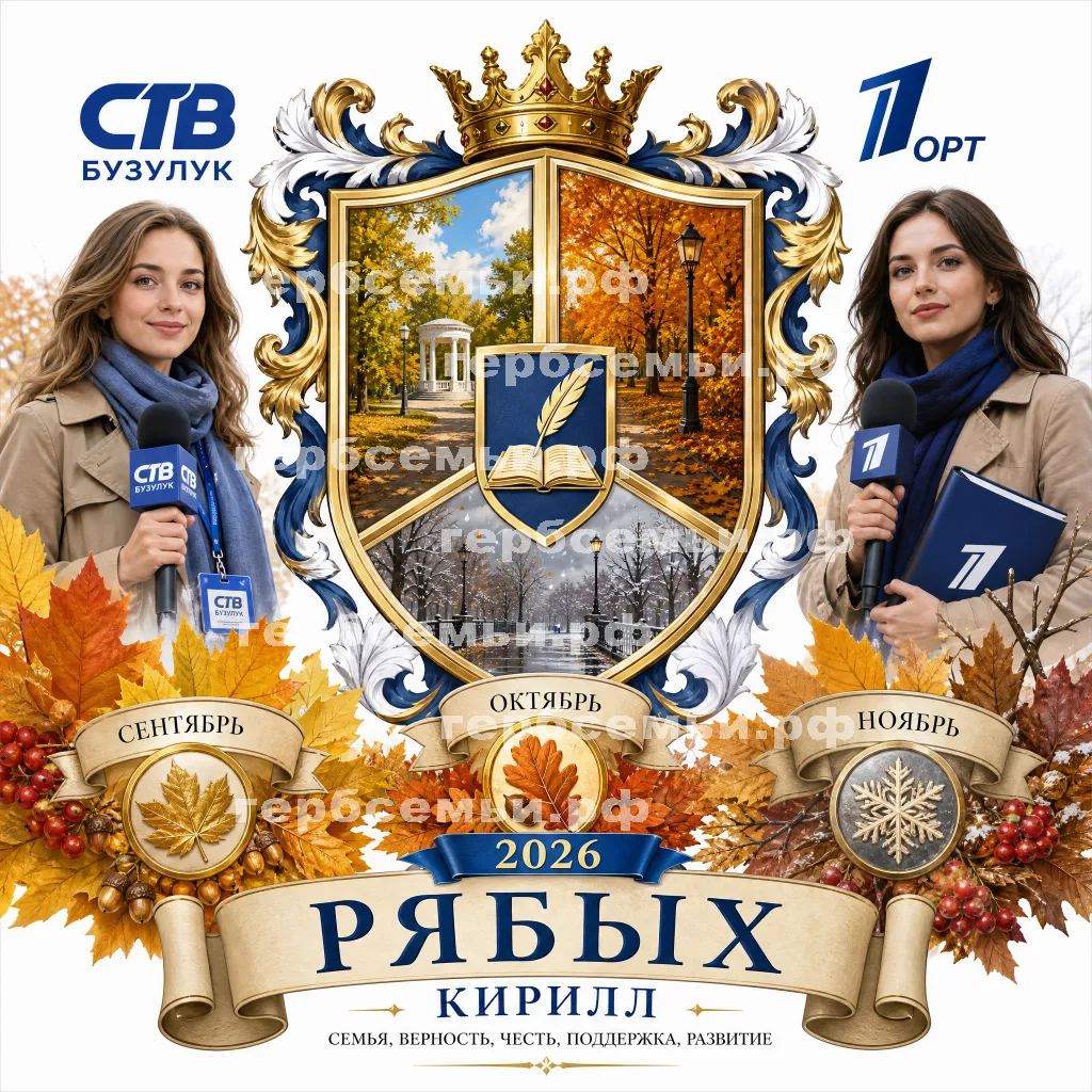 Герб семьи Создать герб на фоне девушек корреспондентов СТВ Бузулук и ОРТ на осень месяцы сентябрь, октябрь и ноябрь 2026 год #41802