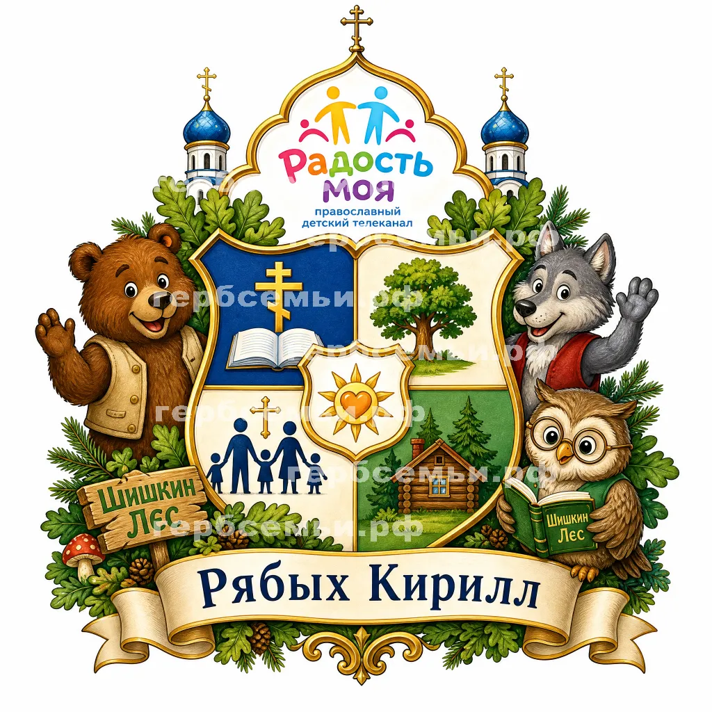Герб семьи Создать герб на фоне детского православного телеканала Радость Моя и программы Шишкин Лес #41806