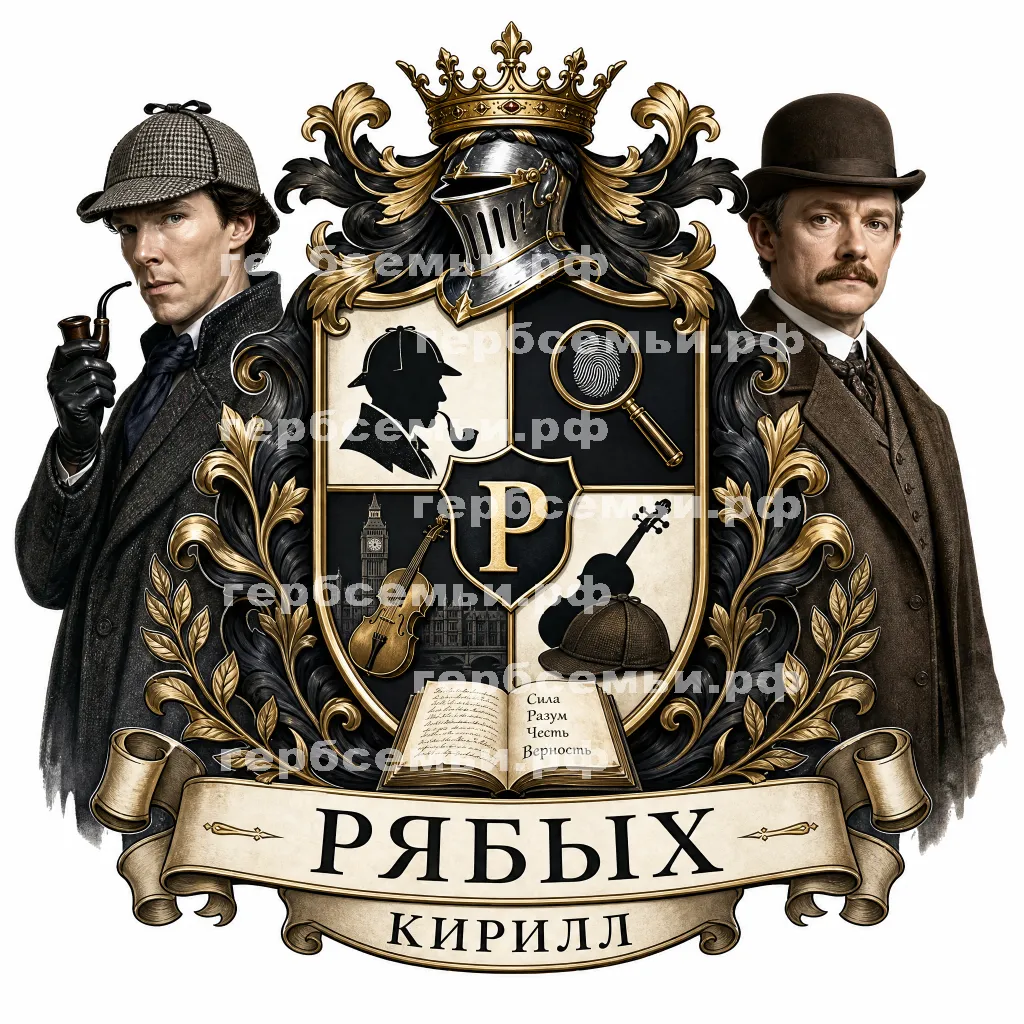 Герб семьи Создать герб на фоне Шерлока Холмса и Доктора Ватсона #41809