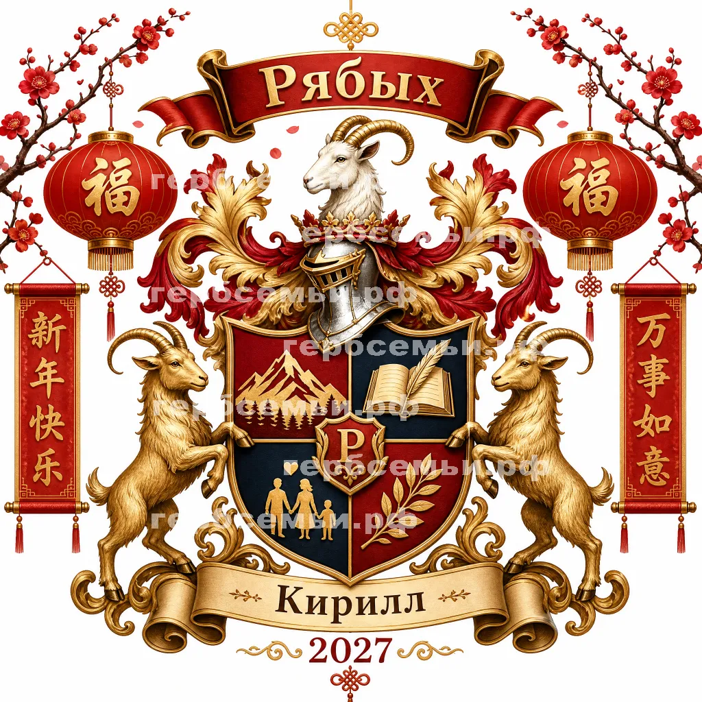 Герб семьи Создать герб на фоне Китайского Нового Года Козы 2027 #41811