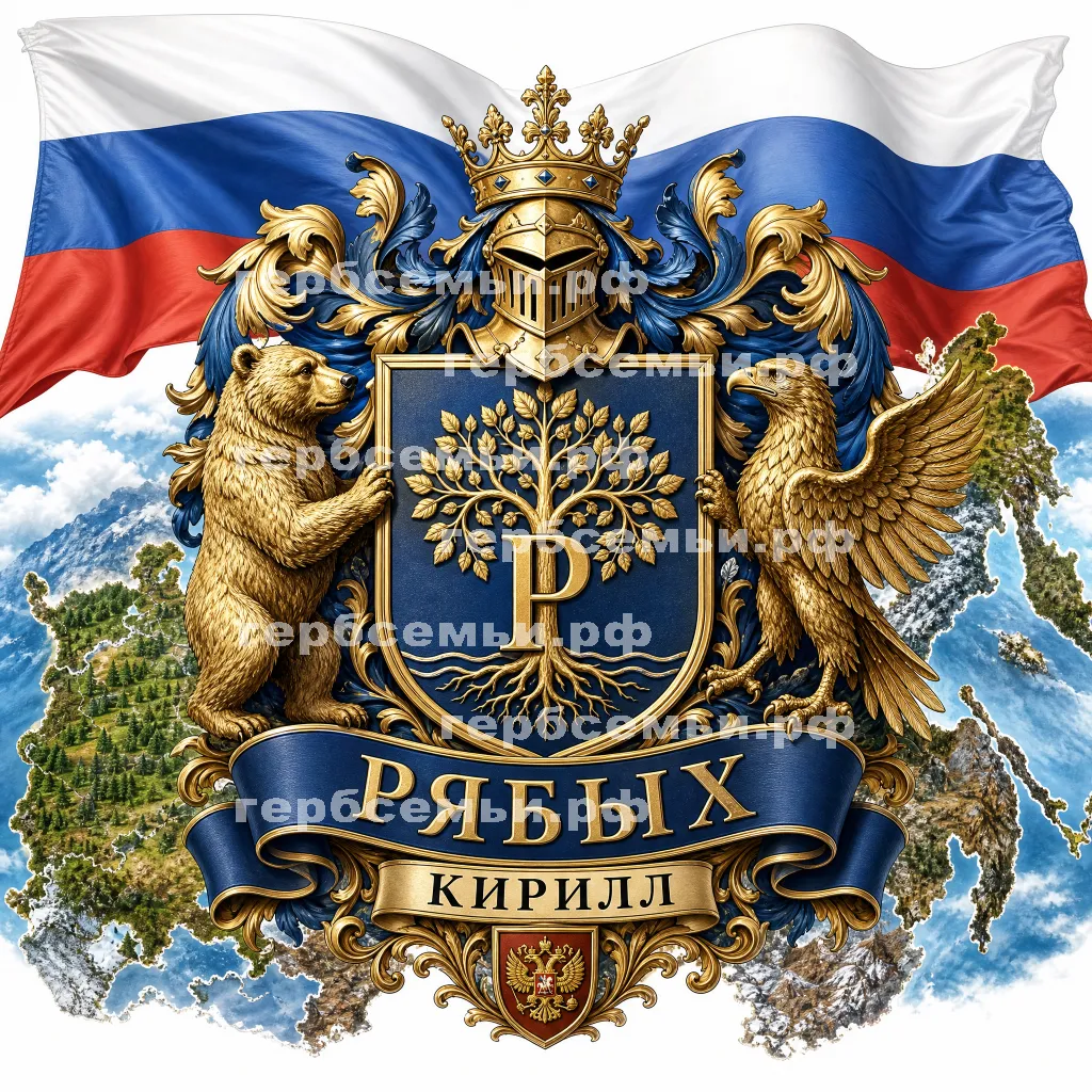 Герб семьи Создать герб на фоне русского флага и России #41812