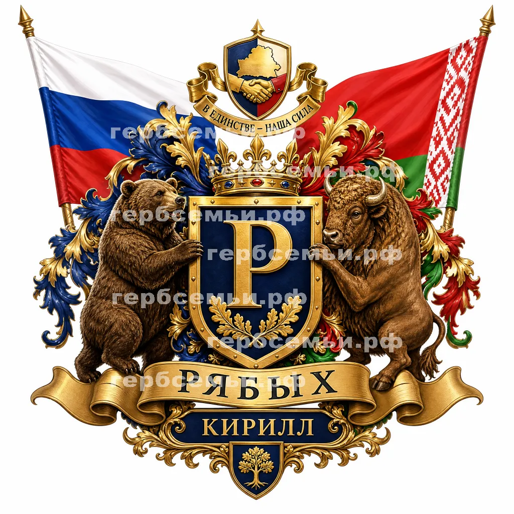 Герб семьи Создать герб на фоне Русского и Белорусского флагов России и союзного государства Беларусии #41826