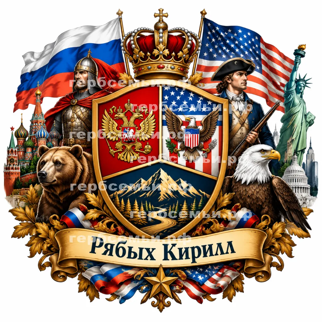 Герб семьи Создать герб на фоне русских и американских и их героев #41833