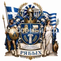 Герб семьи Создать герб на фоне флага Греции и персонажей