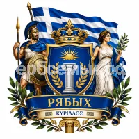 Гербы семьи Создать герб на фоне флага Греции и персонажей