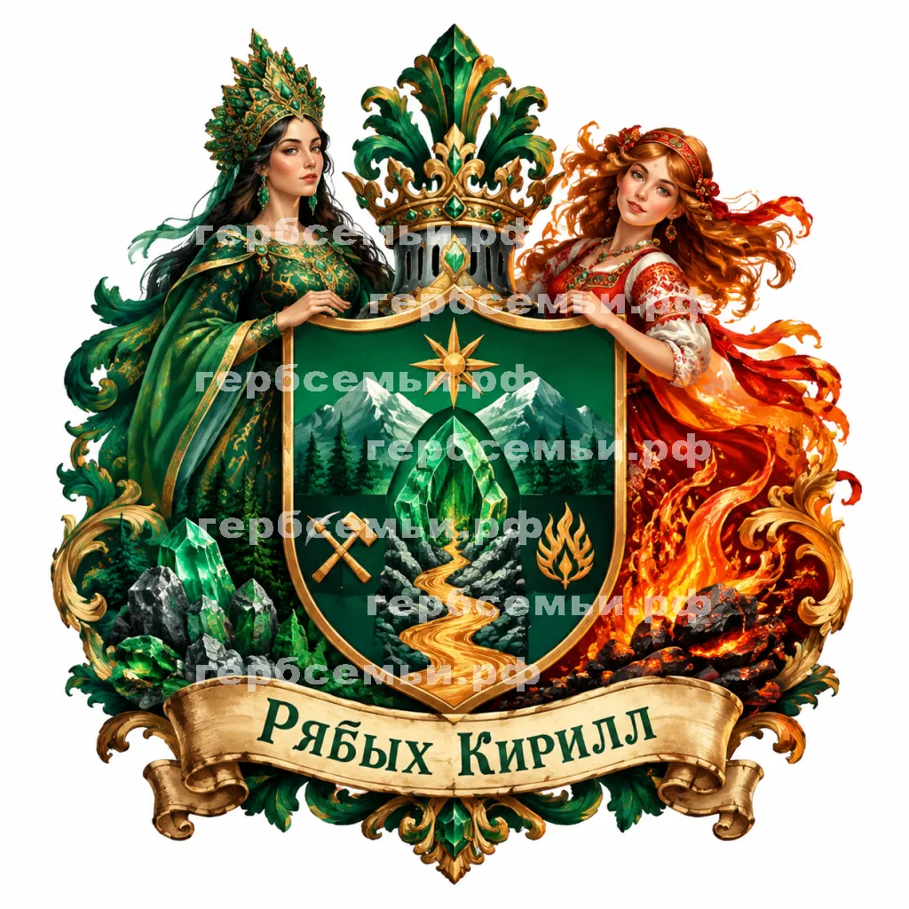 Герб семьи Создать герб  на фоне сказов Павла Петровича Божова Хозяйки Медной горы и Огневушки Поскакушки #41887