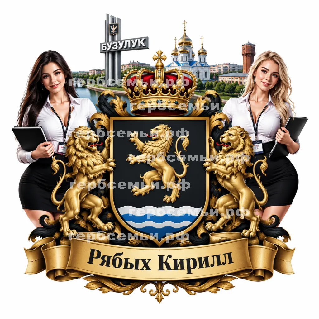 Герб семьи Создать герб на фоне города Бузулука и девушек ассистенток #41903