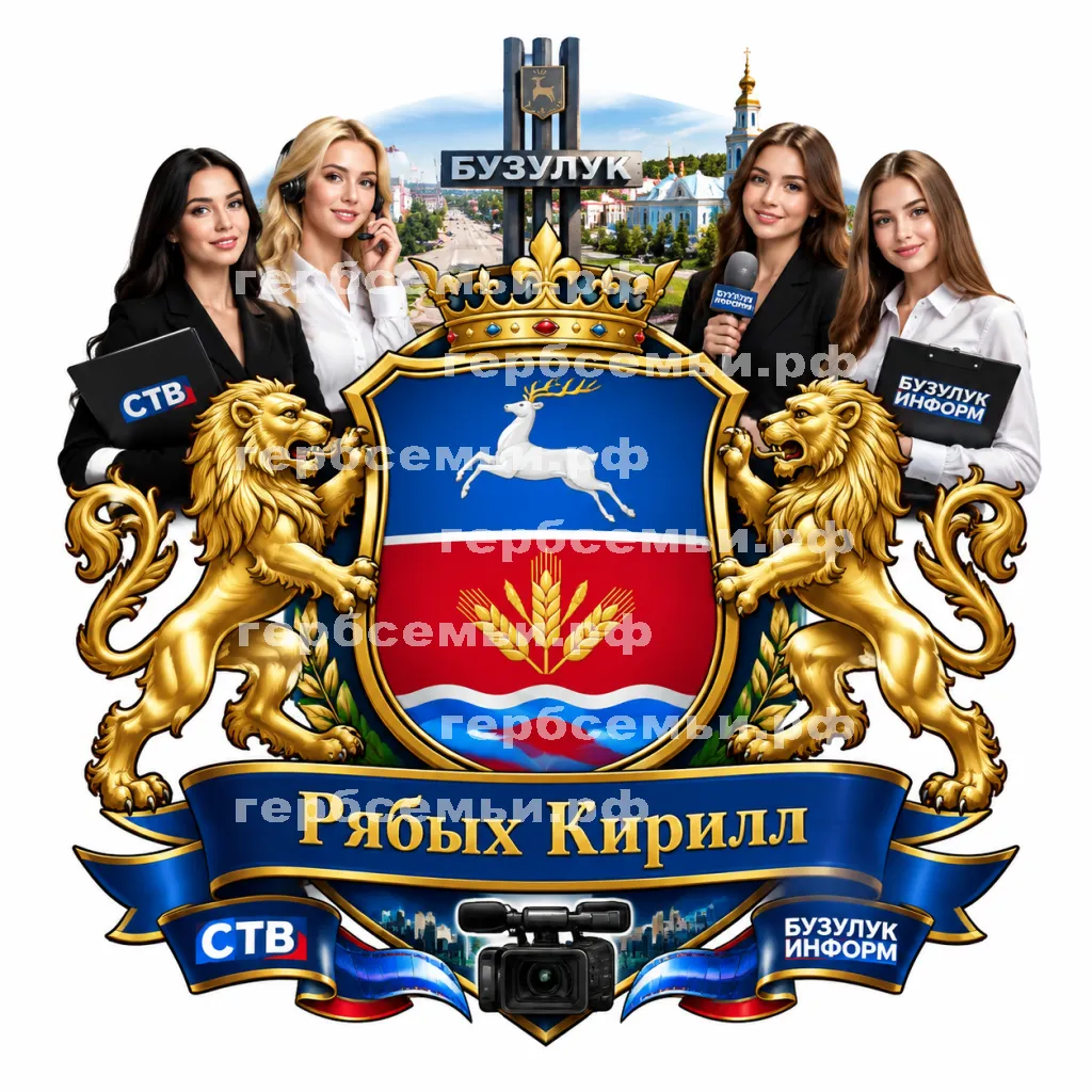 Герб семьи Создать герб на фоне города Бузулука и девушек ассистенток и девушек корридентов СТВ и Бузулук Информ #41904
