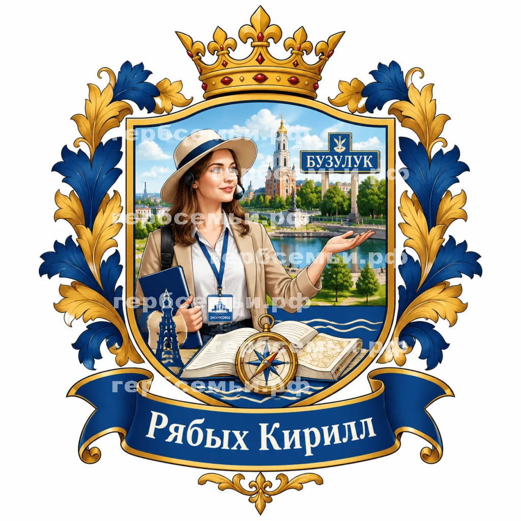 Герб семьи Создать герб на фоне города Бузулук девушка экскурсовод #41911
