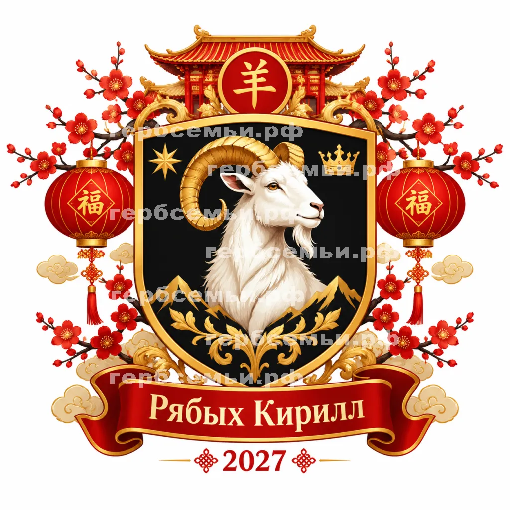 Герб семьи Создать герб  на фоне Китайского Нового Года Козы 2027 #41912