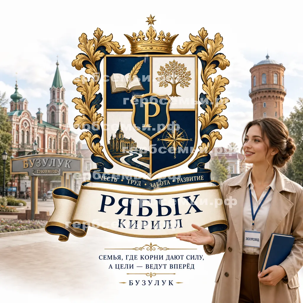 Герб семьи Создать герб на фоне города Бузулука и девушки экскурсовода #41913