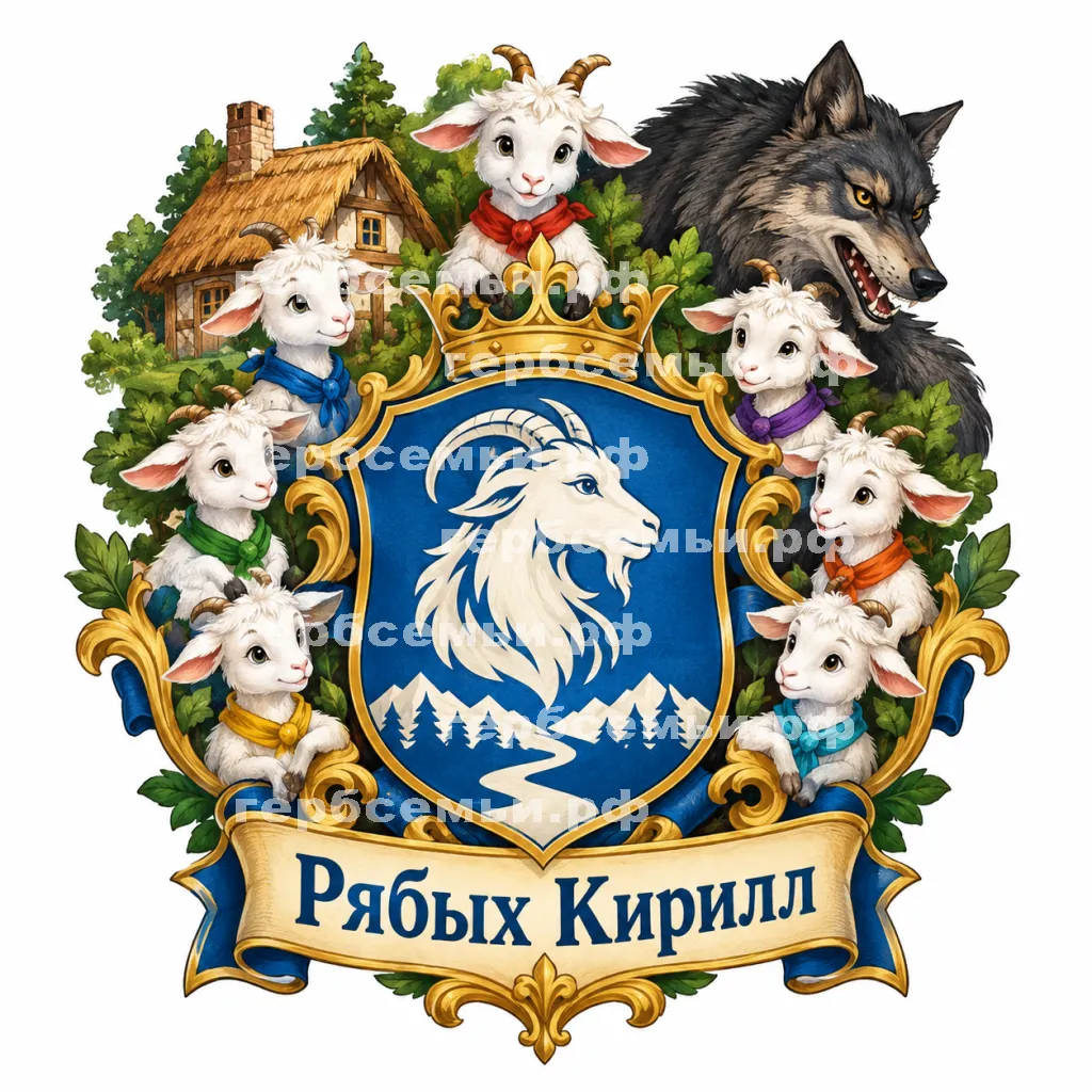 Герб семьи Создать герб на фоне сказки Волк и Семеро Козлят братья Гримм #41964