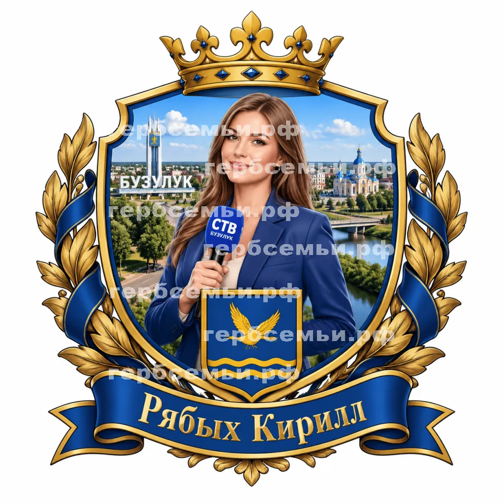 Герб семьи Создать герб на фоне города Бузулука и девушки корреспондента СТВ Бузулук #41974