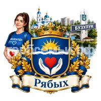 Гербы семьи Создать герб на фоне города Бузулука и девушки волонтёра