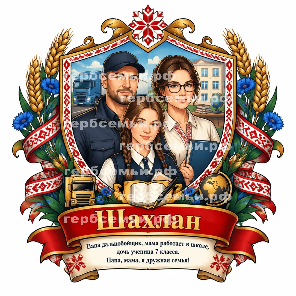 Герб семьи Семья Шахлан. Папа мама я дружная семья #41982