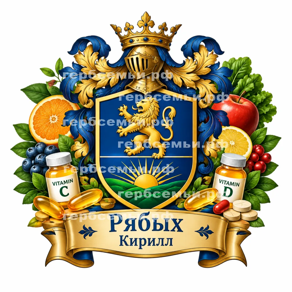 Герб семьи Создать герб на фоне полезных витаминов #42068
