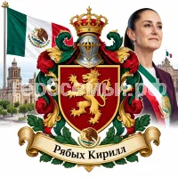 Гербы семьи Создать герб на фоне Мексики и презедента Клаудии Шейнбаум Пардо.