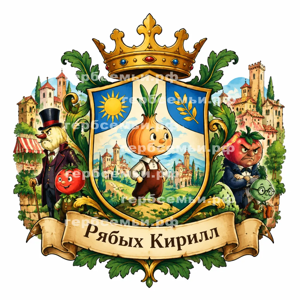 Герб семьи Созждать герб на фоне итальской сказки Джанни Родари Приключения Чиполлино #42087