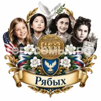 Гербы семьи Создать герб на фоне знаменитых девочек Саманты Смит, Садако Сасаки, Анны Франк и Тани Савичевой медаль четырёх девочек утверждена 1989 году