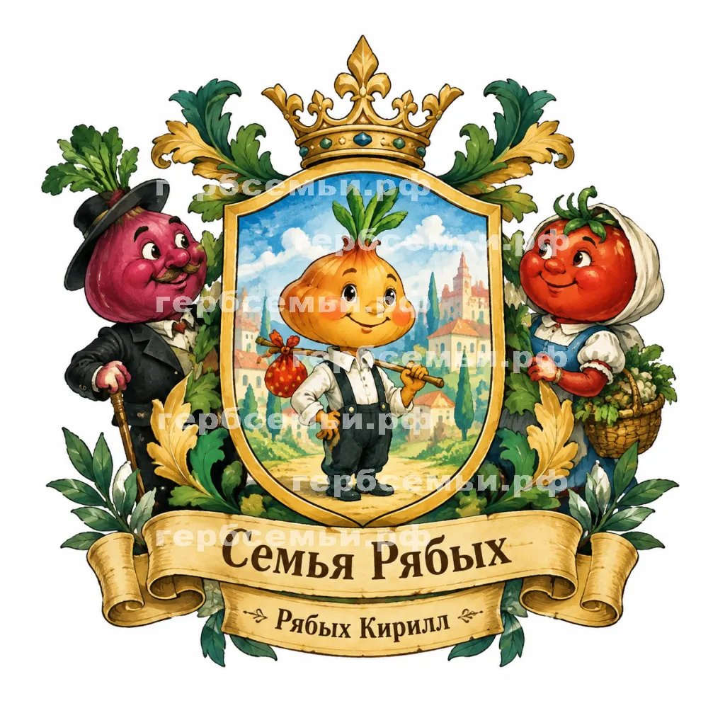 Герб семьи Семья Рябых на фоне израильской сказки Джанни Родари Чиполлино #42119