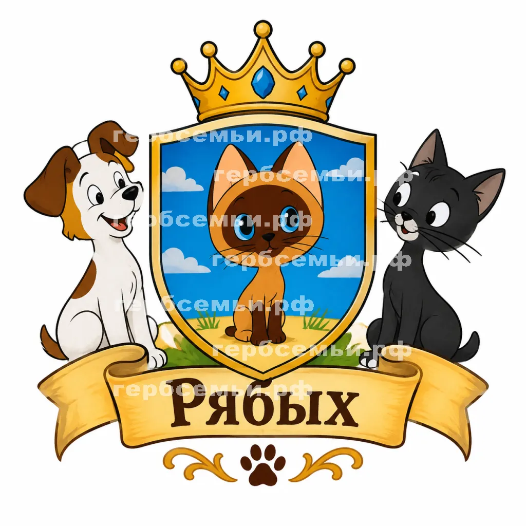 Герб семьи Создать герб  на фоне мультика Григория Остера котёнок Гав #42128