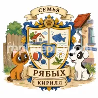 Герб семьи Создать герб на фоне мультика Григория Остера котёнок по имени Гав