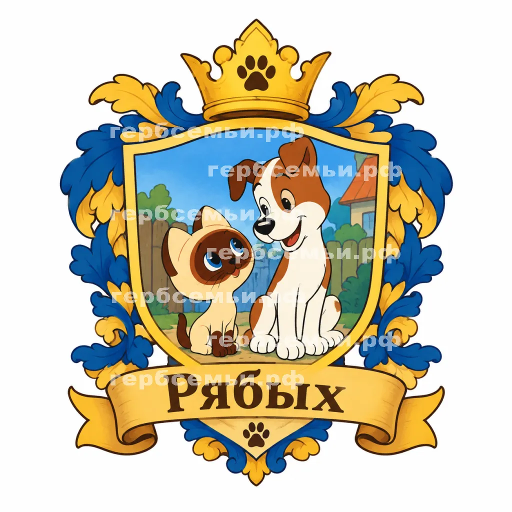 Герб семьи Создать герб на фоне мультика Григория Остера котёнок по имени Гав #42132
