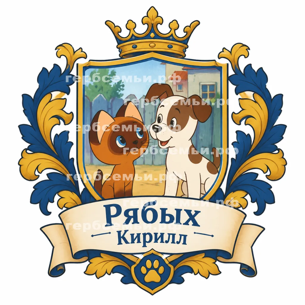 Герб семьи Создать герб на фоне мультика Григория Остера котёнок по имени Гав #42133
