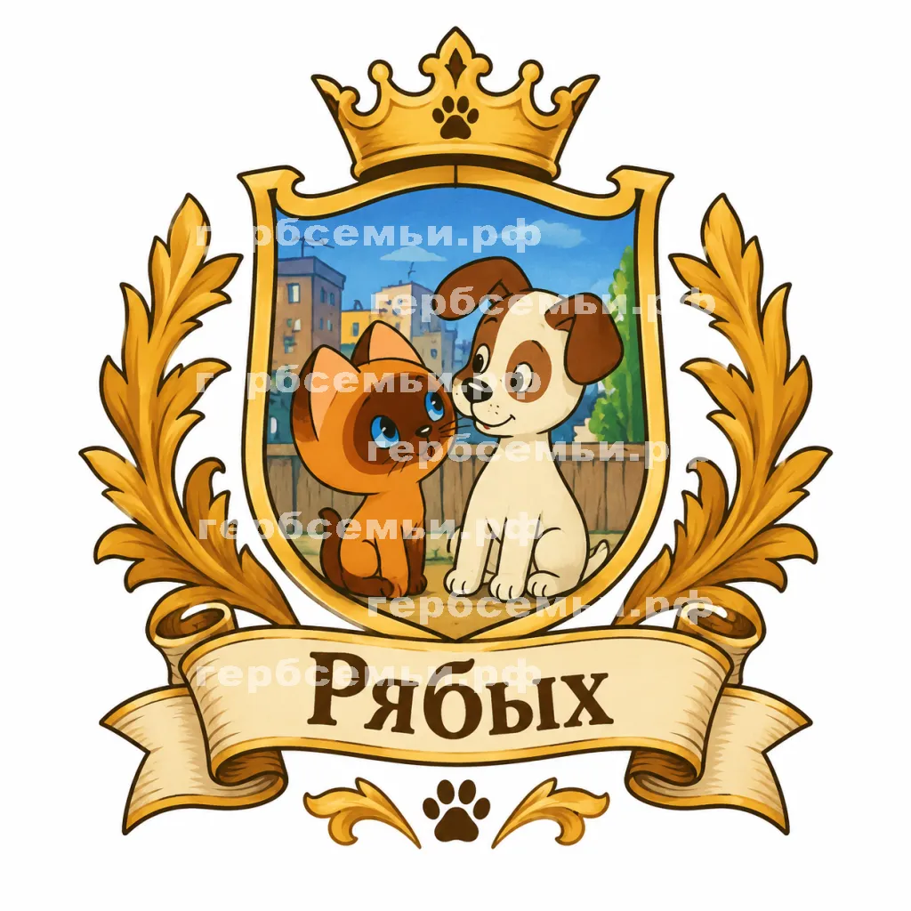 Герб семьи Создать герб на фоне мультика Григория Остера котёнок по имени Гав #42135