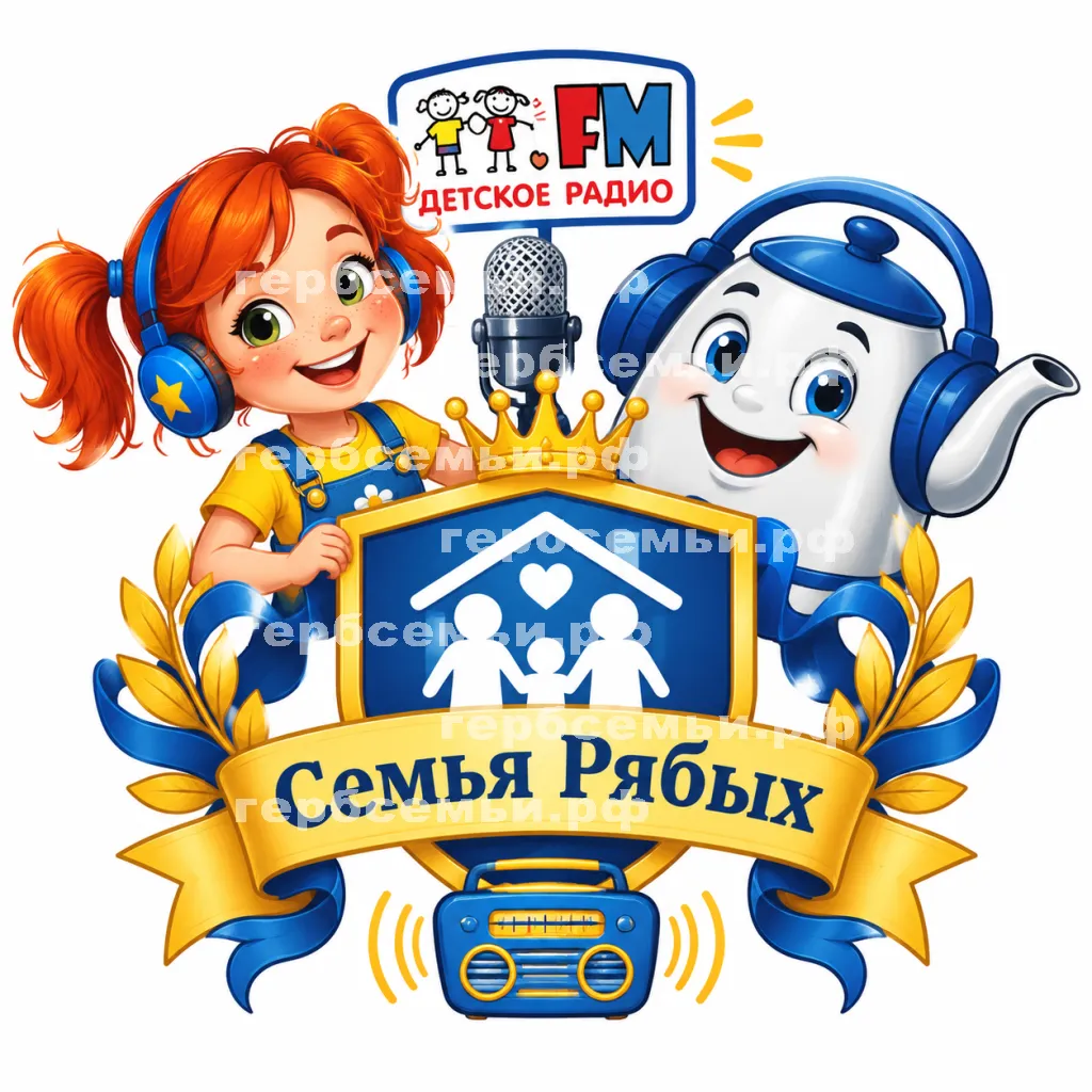 Герб семьи Создать герб на фоне Детского Радио и ведущих рыжой девочки Веснушки и чайника Кипятоши #42156